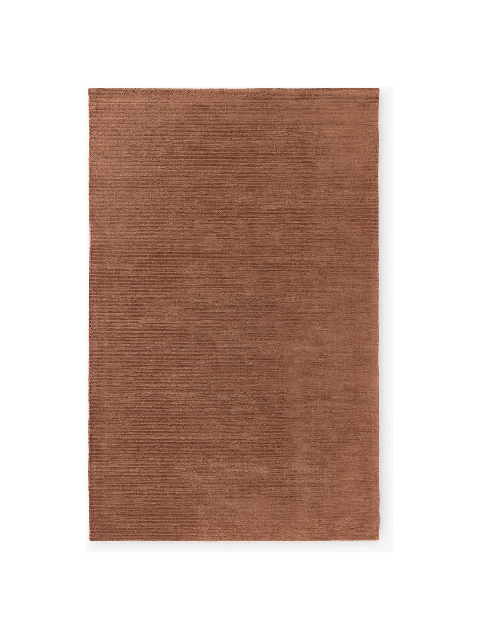 Pluizig hoogpolig vloerkleed Wes met hoog-laag structuur, handgeweven, 100% polyester, GRS-gecertificeerd, Terracotta, B 160 x L 230 cm (maat M)