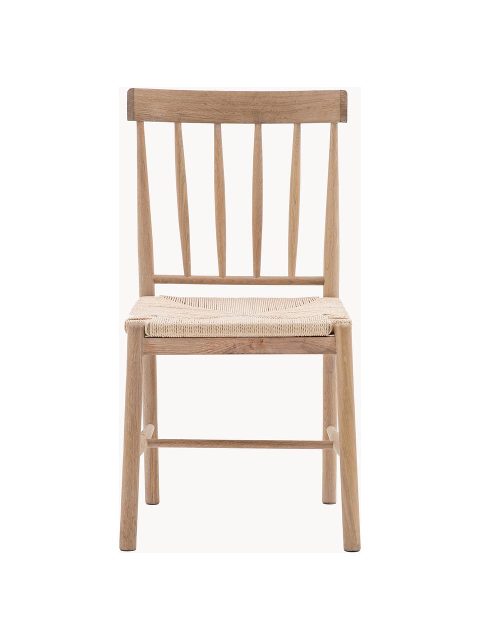 Sillas artesanales de madera de roble Eton, 2 uds.., Asiento: cuerda, Estructura: madera de roble, Madera de roble, beige claro, An 46 x F 45 cm