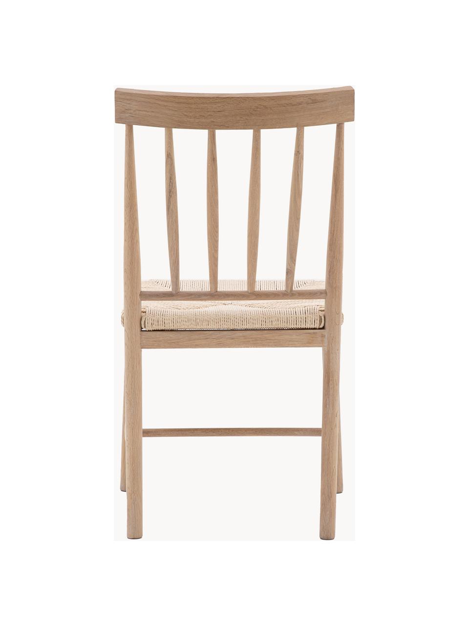 Sillas artesanales de madera de roble Eton, 2 uds.., Asiento: cuerda, Estructura: madera de roble, Madera de roble, beige claro, An 46 x F 45 cm