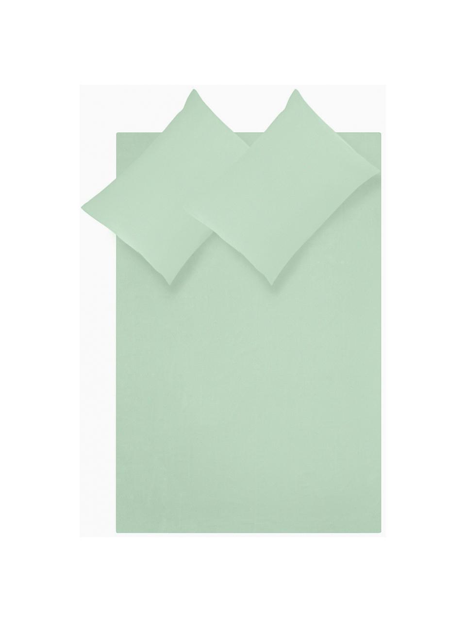 Biancheria da letto in raso di cotone verde salvia Comfort, Tessuto: raso Densità del filo 250, Verde salvia, 240 x 300 cm + 2 federe 50 x 80 cm