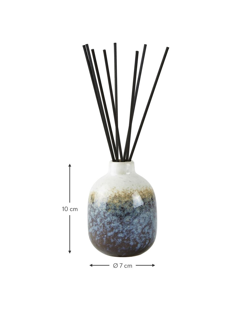 Diffuser Sea Salt (kokosnoot & zeezout), Houder: keramiek, Blauwtinten, wit, Ø 7 x H 10 cm