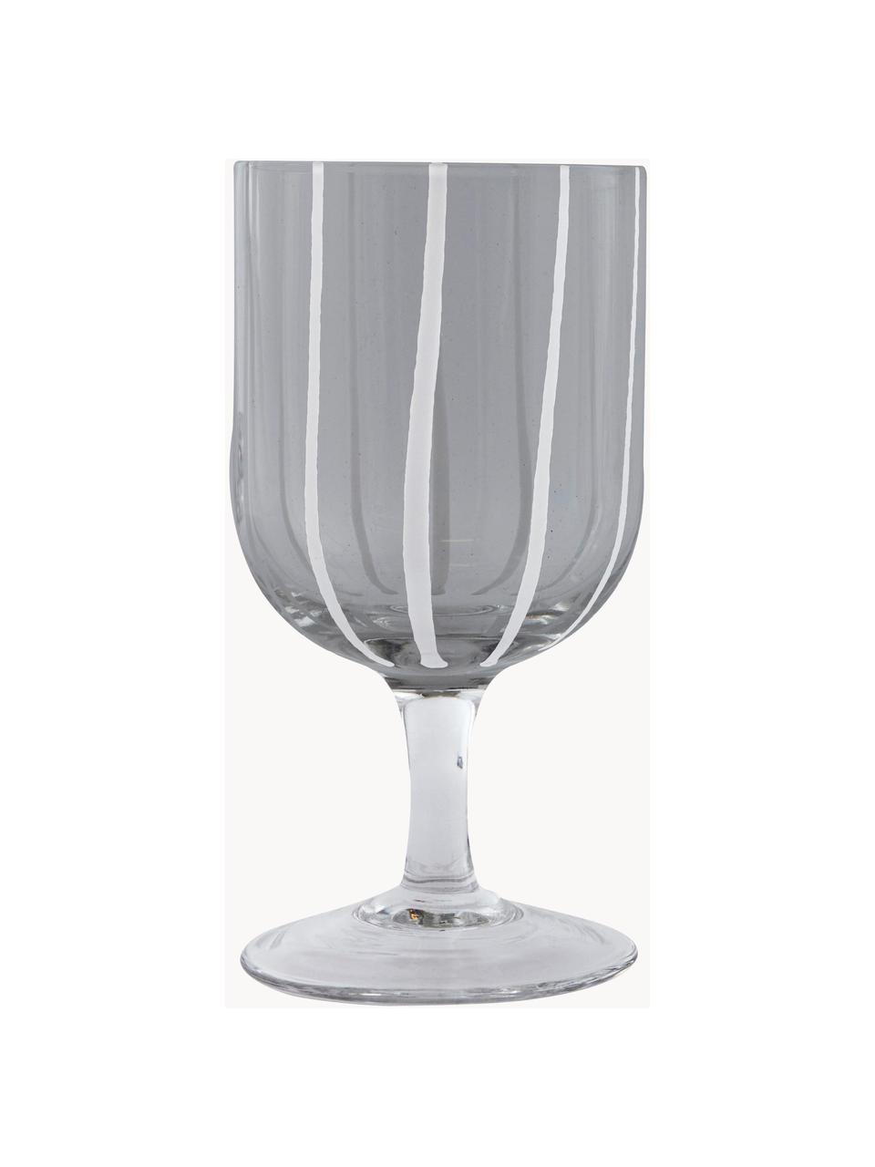 Copas de vino soplada artesanalmente Mizu, 2 uds, Vidrio, Gris, blanco, Ø 8 x Al 15 cm, 350 ml