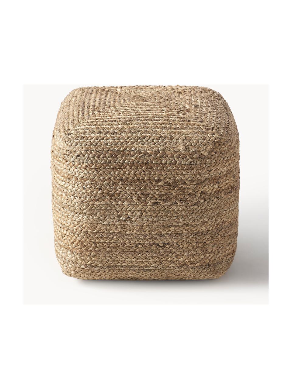 Handgefertigter Pouf Bono aus Jute, Bezug: Jute, Beige, B 45 x H 45 cm