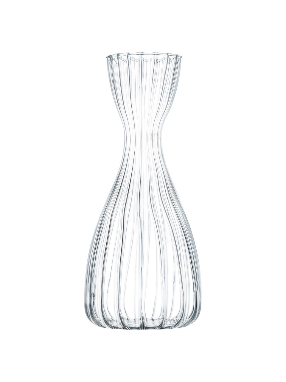 Karaf Romantic uit borosilicaatglas en met groefreliëf, 1 L, Borosilicaatglas, Transparant, Ø 8 x H 25 cm