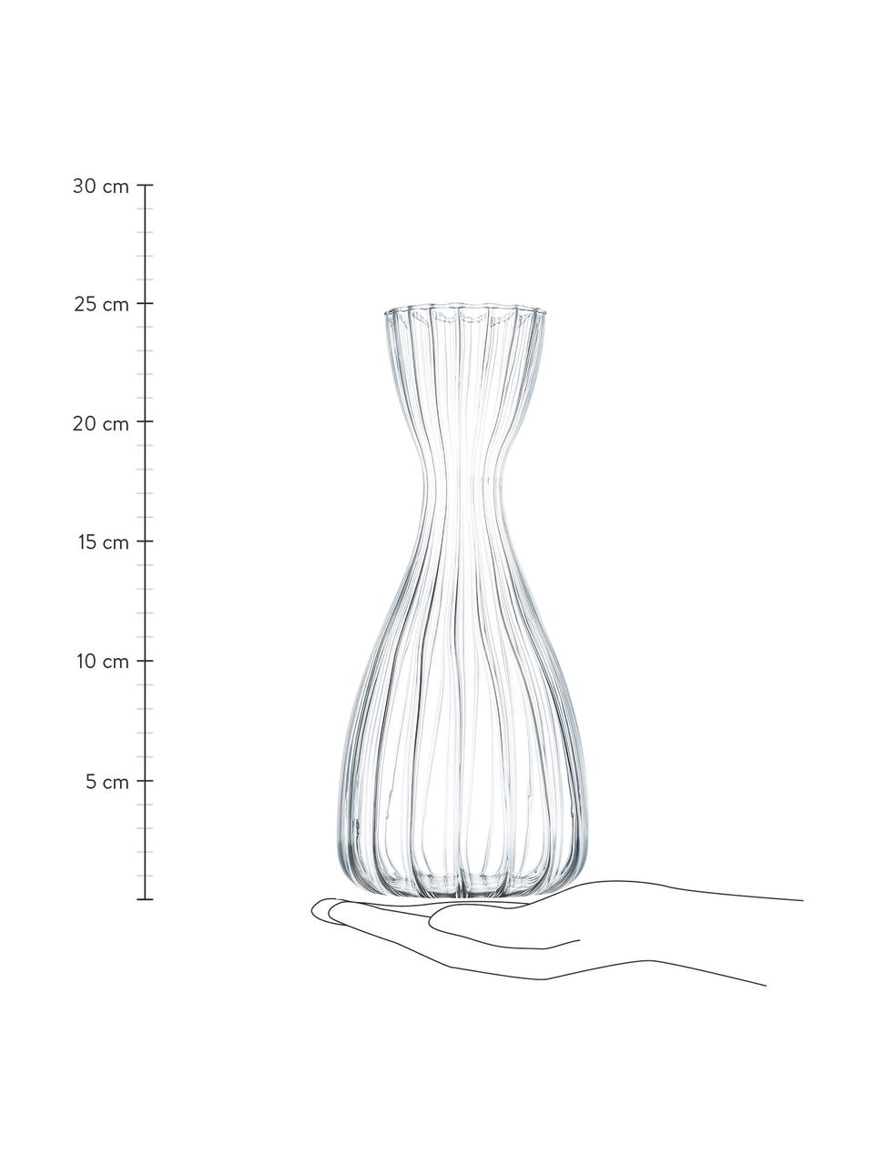 Karaffe Romantic aus Borosilikatglas und mit Rillenrelief, 1 L, Borosilikatglas, Transparent, Ø 8 x H 25 cm