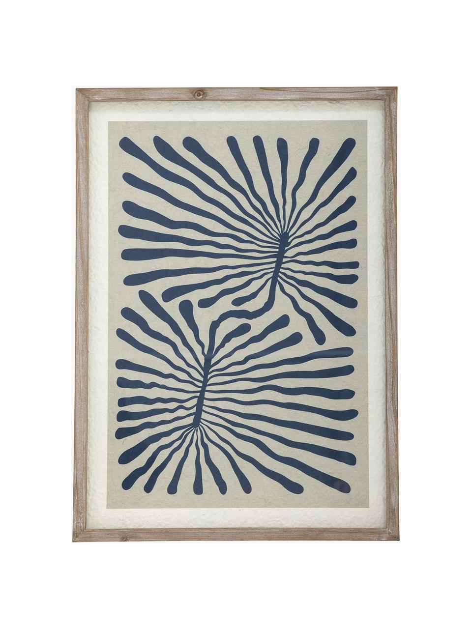 Ingelijste digitale print Tily, Lijst: grenenhout, gelakt, Afbeelding: digitale print op papier, Blauw, beige, grenenhout, B 50 x H 70 cm