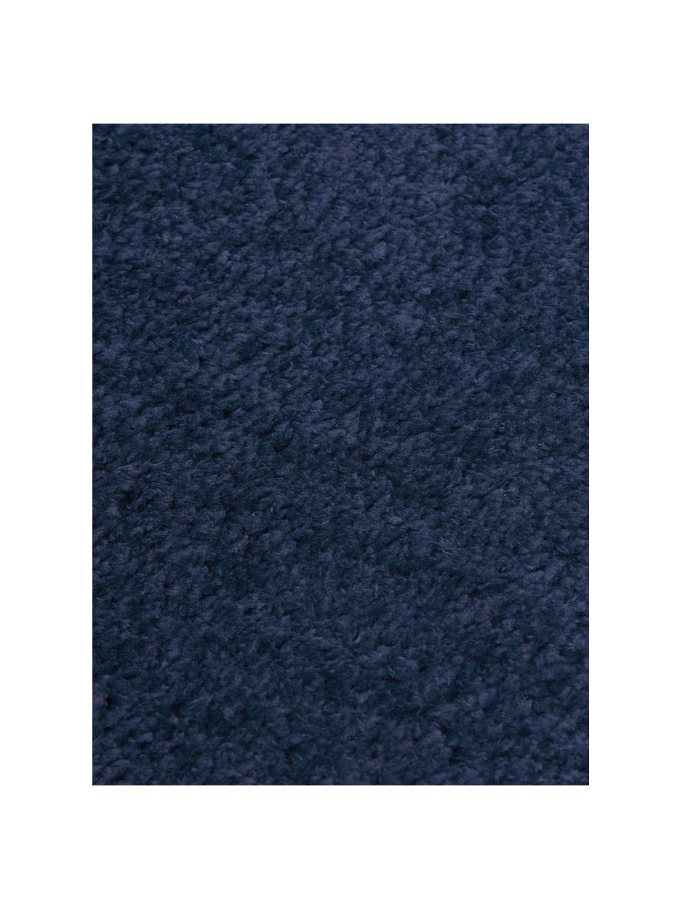 Flauschiger runder Hochflor-Teppich Leighton in Dunkelblau, Flor: Mikrofaser (100% Polyeste, Dunkelblau, Ø 120 cm (Größe S)