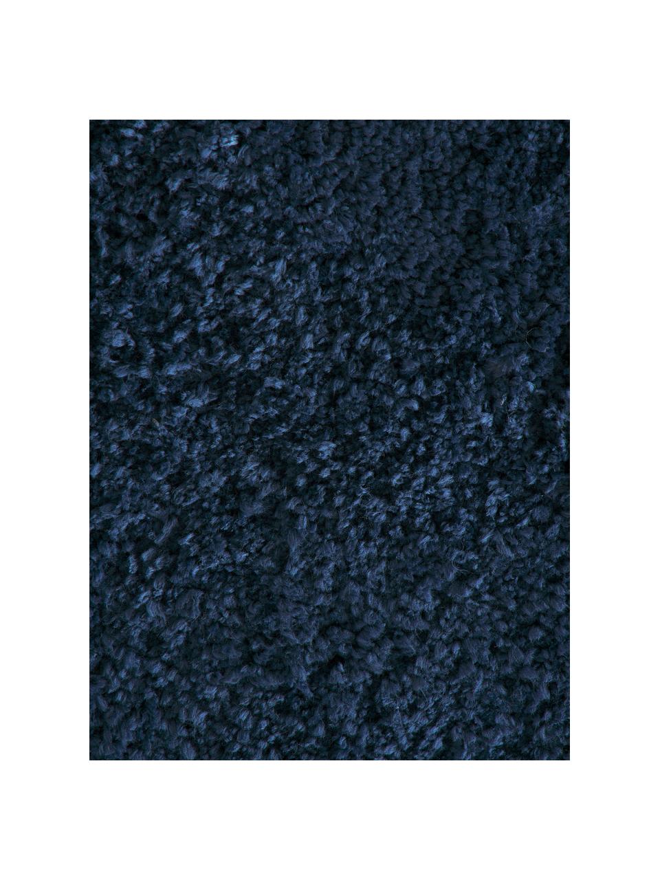 Alfombra redonda de pelo largo Leighton, Parte superior: microfibra (100% poliéste, Reverso: 70% poliéster, 30% algodó, Azul oscuro, Ø 120 cm (Tamaño S)