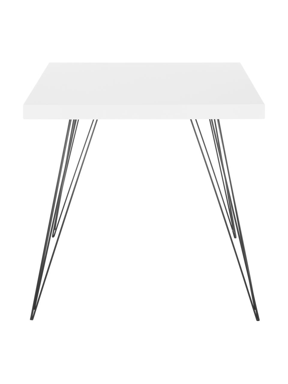Mesa de comedor pequeña Wolcott, Tablero: fibras de densidad media, Patas: hierro, pintado, Blanco, negro, An 80 x F 80 cm