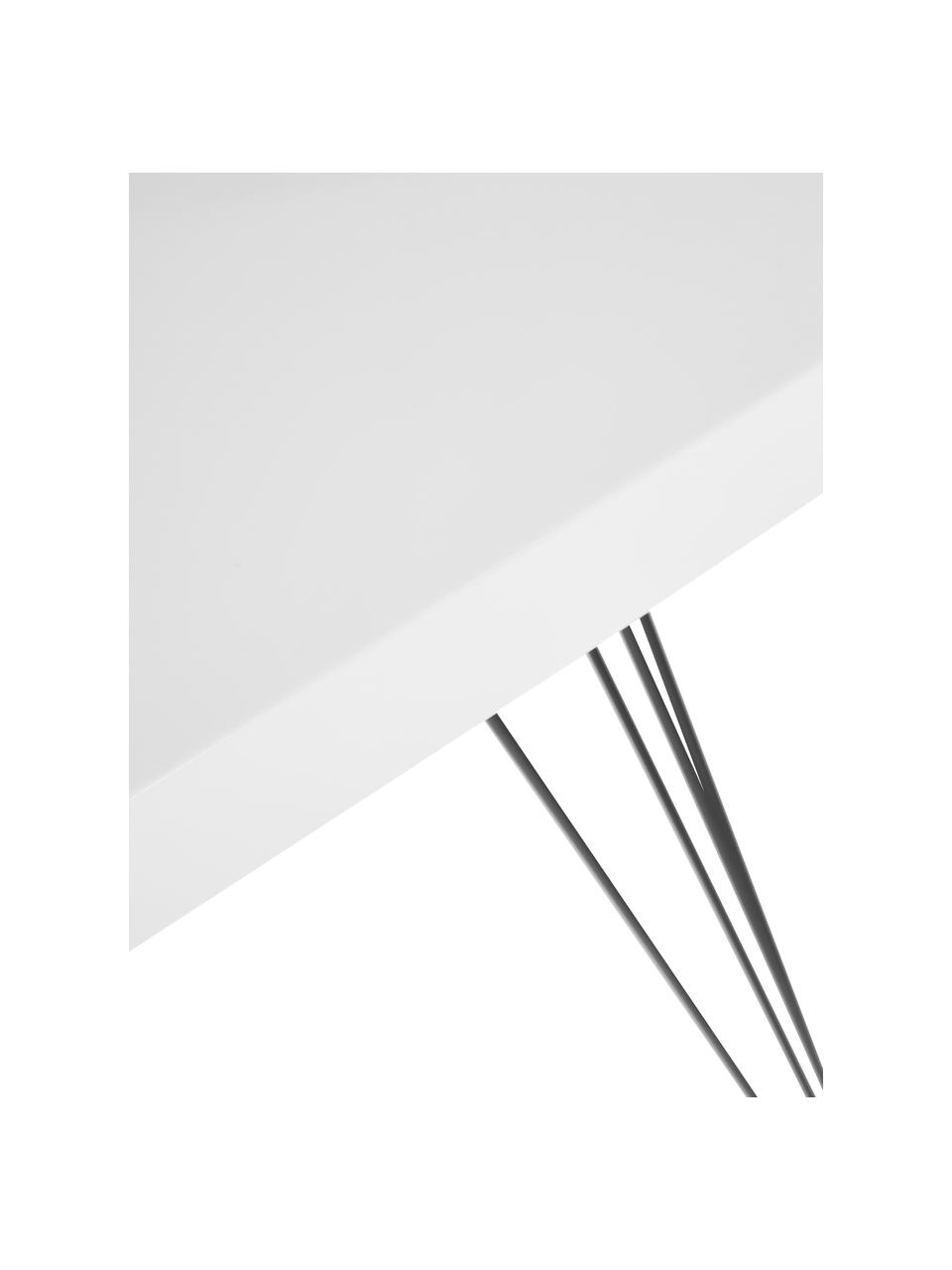 Mesa de comedor pequeña Wolcott, Tablero: fibras de densidad media, Patas: hierro, pintado, Blanco, negro, An 80 x F 80 cm