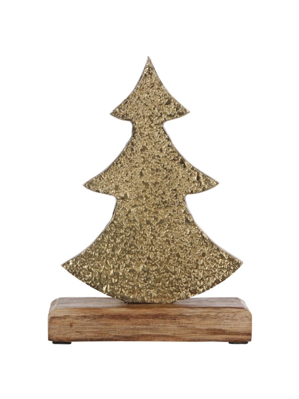 Albero decorativo dorato Christmas Tree, Ottonato, Larg. 13 x Alt. 21 cm