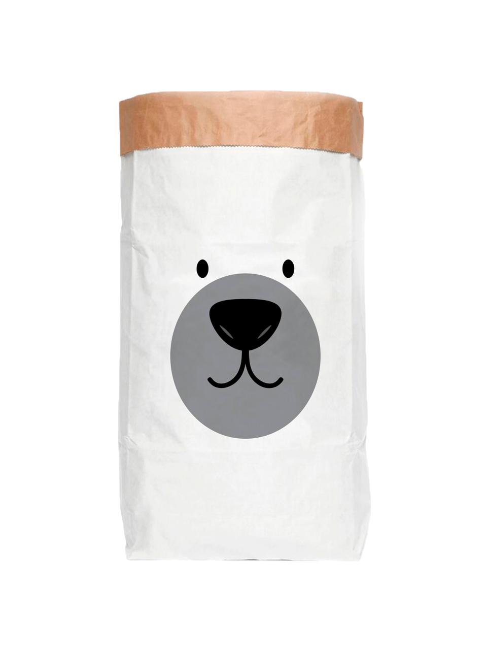 Sac de rangement Bear, Papier recyclé, Blanc, noir, gris, larg. 60 x haut. 90 cm