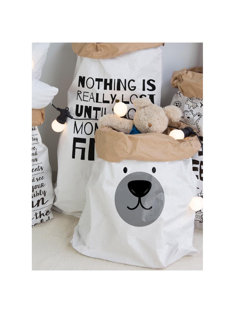 Contenitore in carta Bear, Carta riciclata, Bianco, nero, grigio, Larg. 60 x Alt. 90 cm