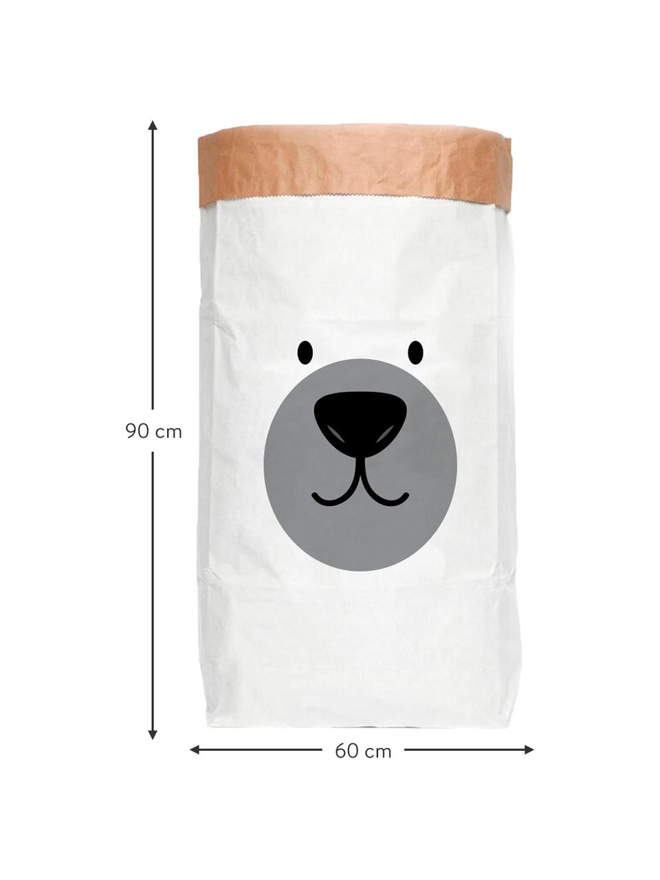 Sac de rangement Bear, Papier recyclé, Blanc, noir, gris, larg. 60 x haut. 90 cm