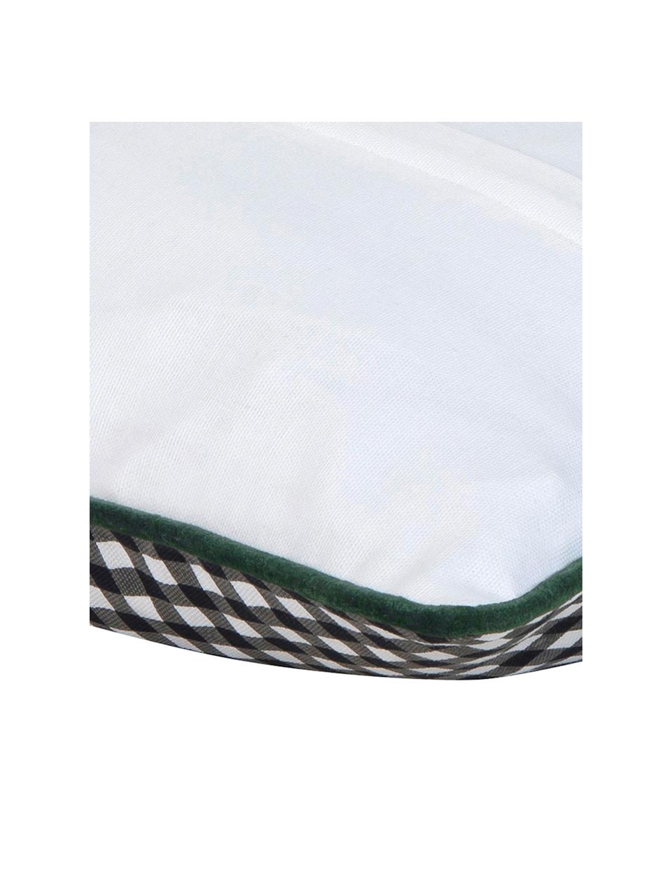 Housse de coussin à carreaux, avec passepoil contrasté Vicky, Noir, blanc
 bordure passepoilée : vert