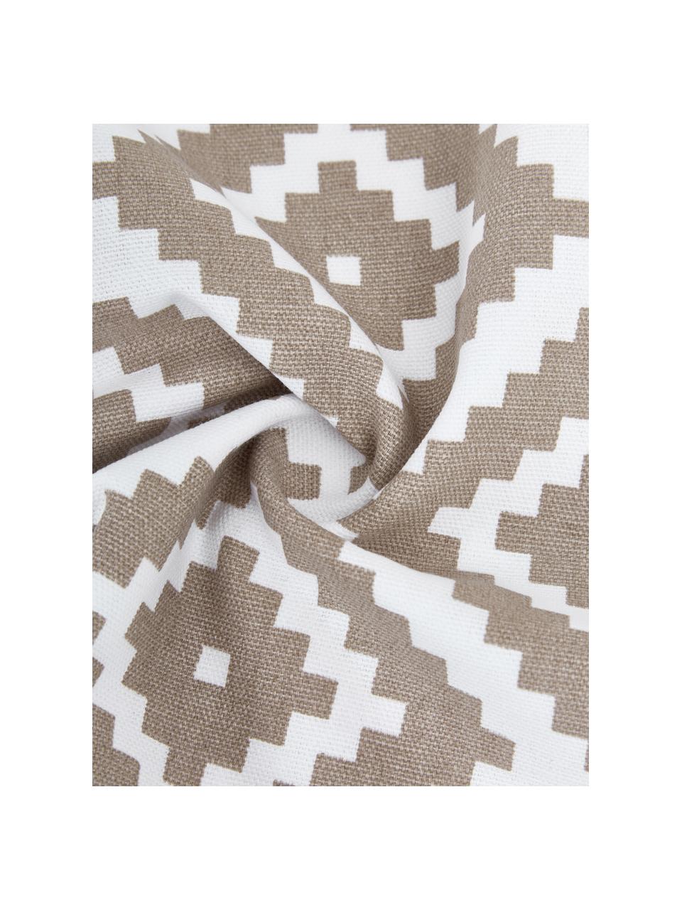 Kissenhülle Miami mit grafischem Muster, 100% Baumwolle, Taupe, Weiß, B 45 x L 45 cm