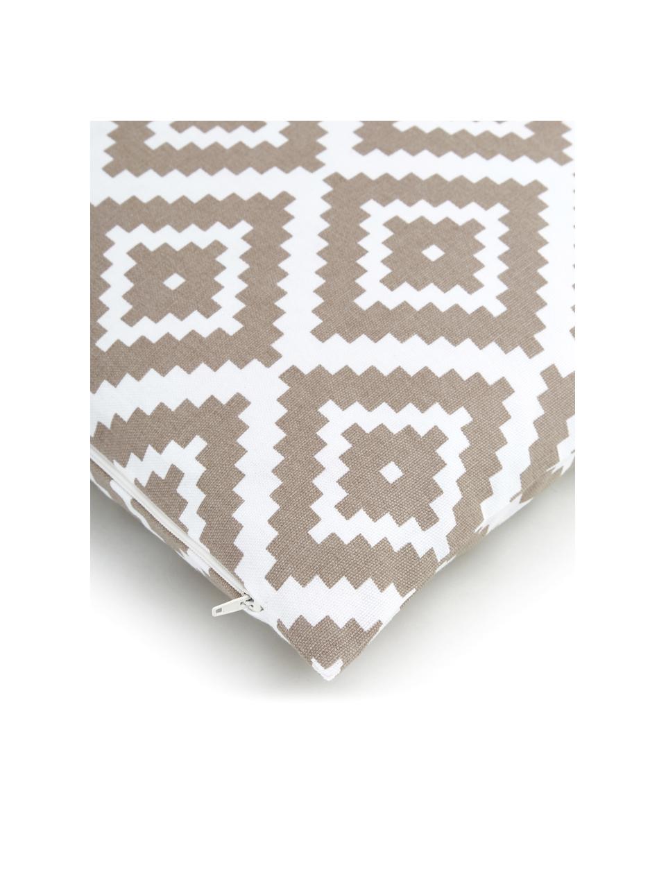 Povlak na polštář s grafickým vzorem Miami, 100 % bavlna, Taupe, bílá, Š 45 cm, D 45 cm