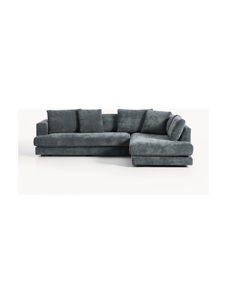 Ecksofa Tribeca, Bezug: 100 % Polyester Der strap, Gestell: Buchenholz, Kiefernholz, , Füße: Kiefernholz Dieses Produk, Webstoff Graublau, B 274 x T 192 cm, Eckteil rechts