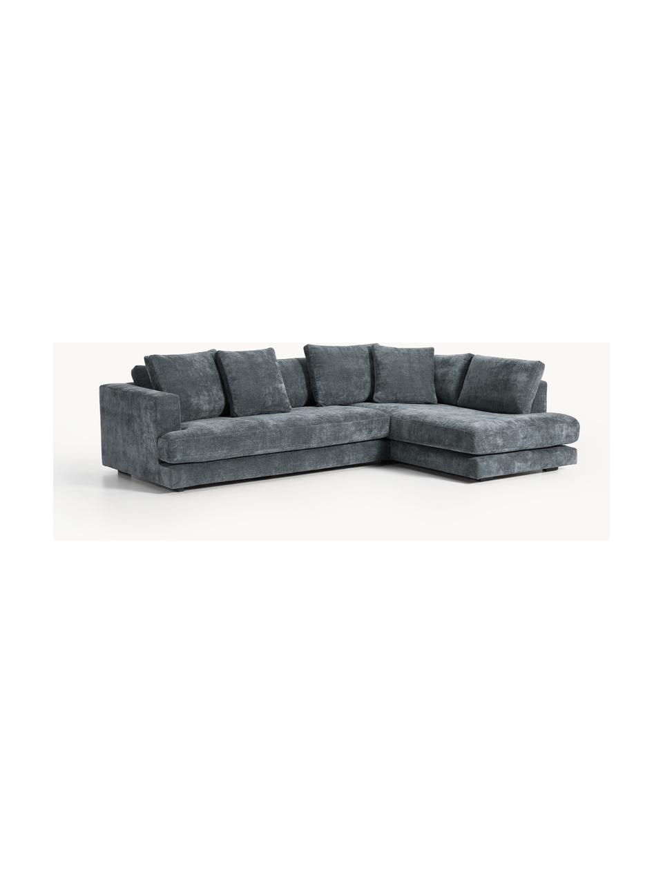 Ecksofa Tribeca, Bezug: 100 % Polyester Der strap, Gestell: Buchenholz, Kiefernholz, , Webstoff Graublau, B 274 x T 192 cm, Eckteil rechts