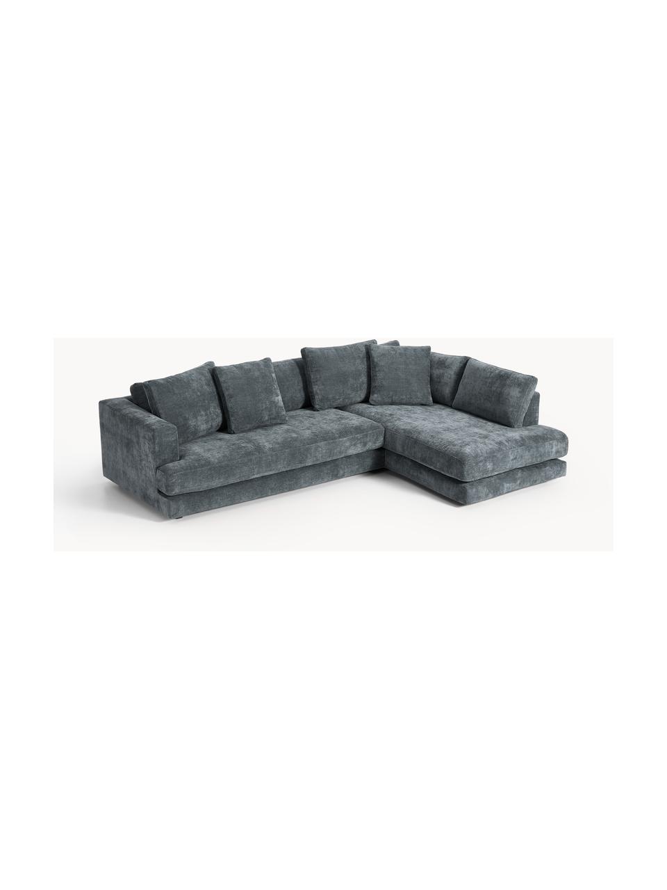 Ecksofa Tribeca, Bezug: 100 % Polyester Der strap, Gestell: Buchenholz, Kiefernholz, , Füße: Kiefernholz Dieses Produk, Webstoff Graublau, B 274 x T 192 cm, Eckteil rechts