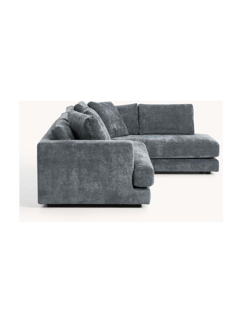 Ecksofa Tribeca, Bezug: 100 % Polyester Der strap, Gestell: Buchenholz, Kiefernholz, , Webstoff Graublau, B 274 x T 192 cm, Eckteil rechts