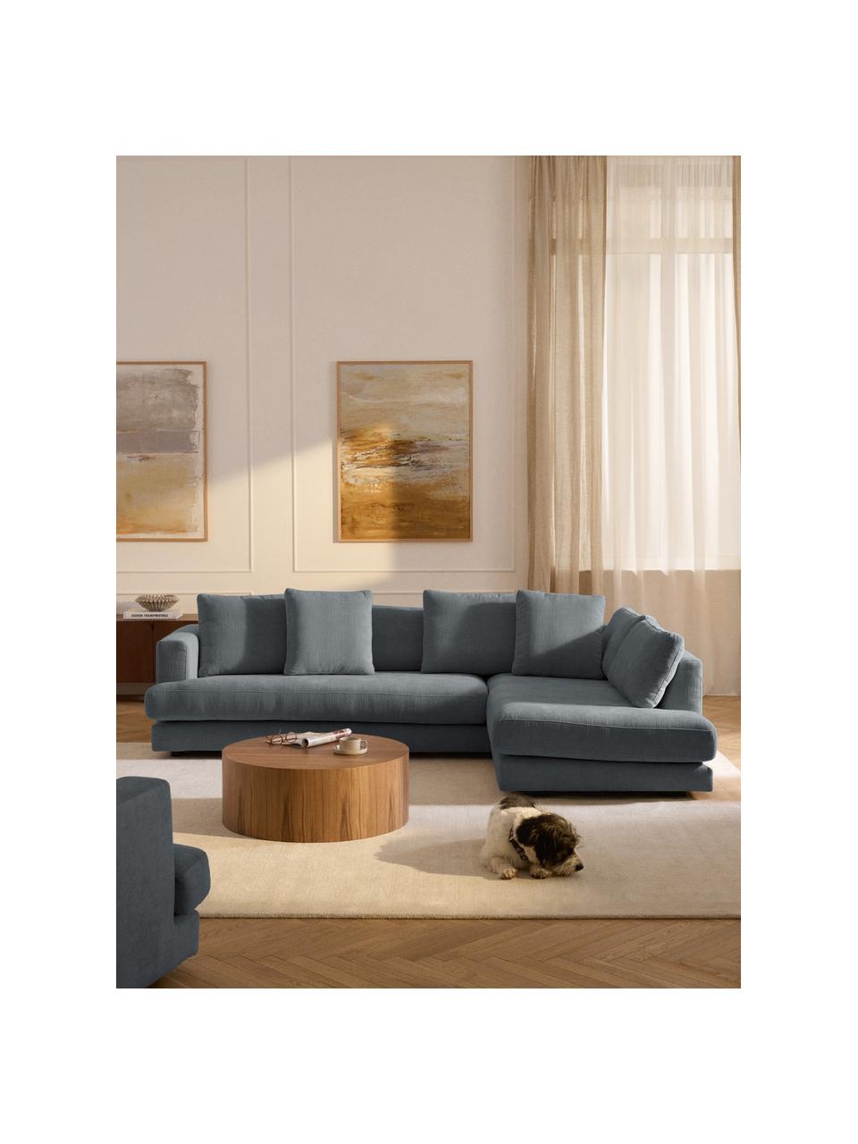 Ecksofa Tribeca, Bezug: 100 % Polyester Der strap, Gestell: Buchenholz, Kiefernholz, , Webstoff Graublau, B 274 x T 192 cm, Eckteil rechts