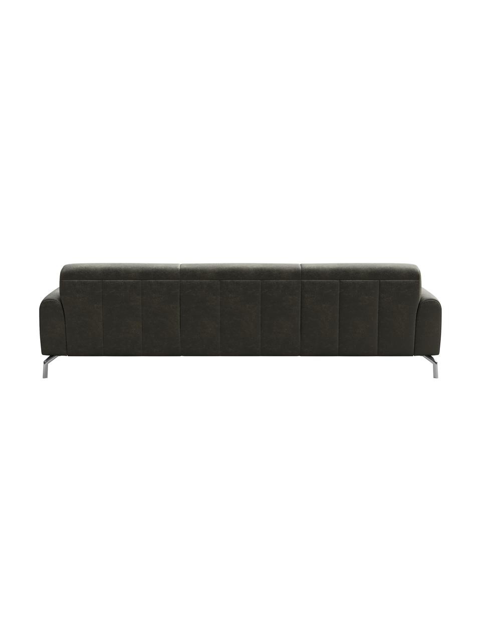 Sofa z imitacją skóry Puzo (3-osobowa), Tapicerka: 100% poliester imitujący , Nogi: metal lakierowany, Szary, S 240 x G 84 cm