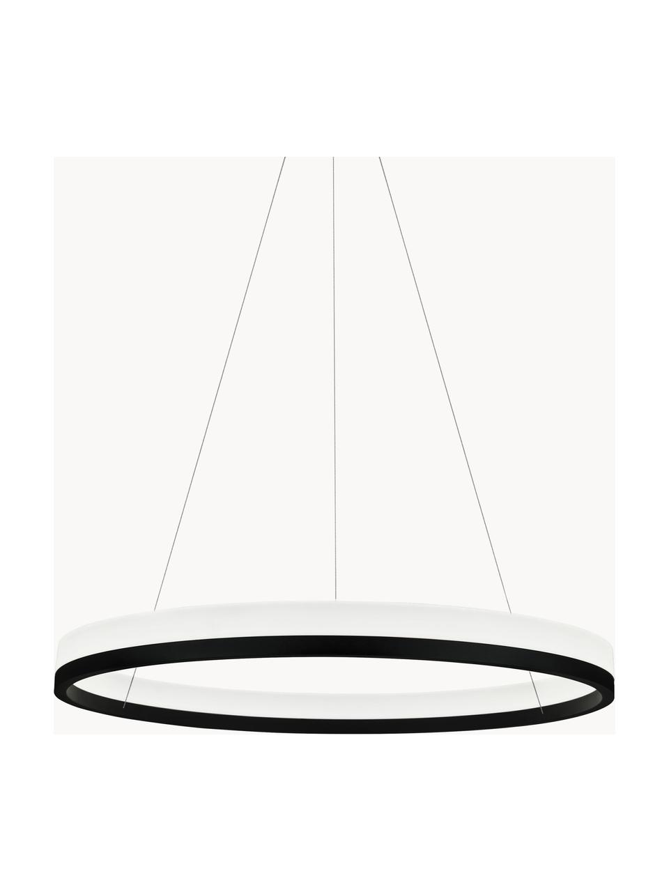 Grote LED hanglamp Billions met diffuser, Lampenkap: gepoedercoat metaal, glas, Zwart, wit, Ø 80 cm