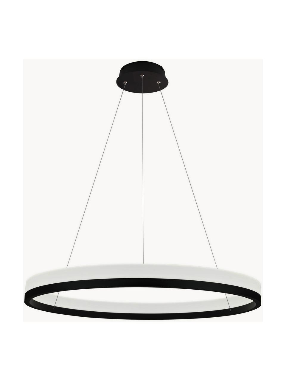 Grote LED hanglamp Billions met diffuser, Lampenkap: gepoedercoat metaal, glas, Zwart, wit, Ø 80 cm