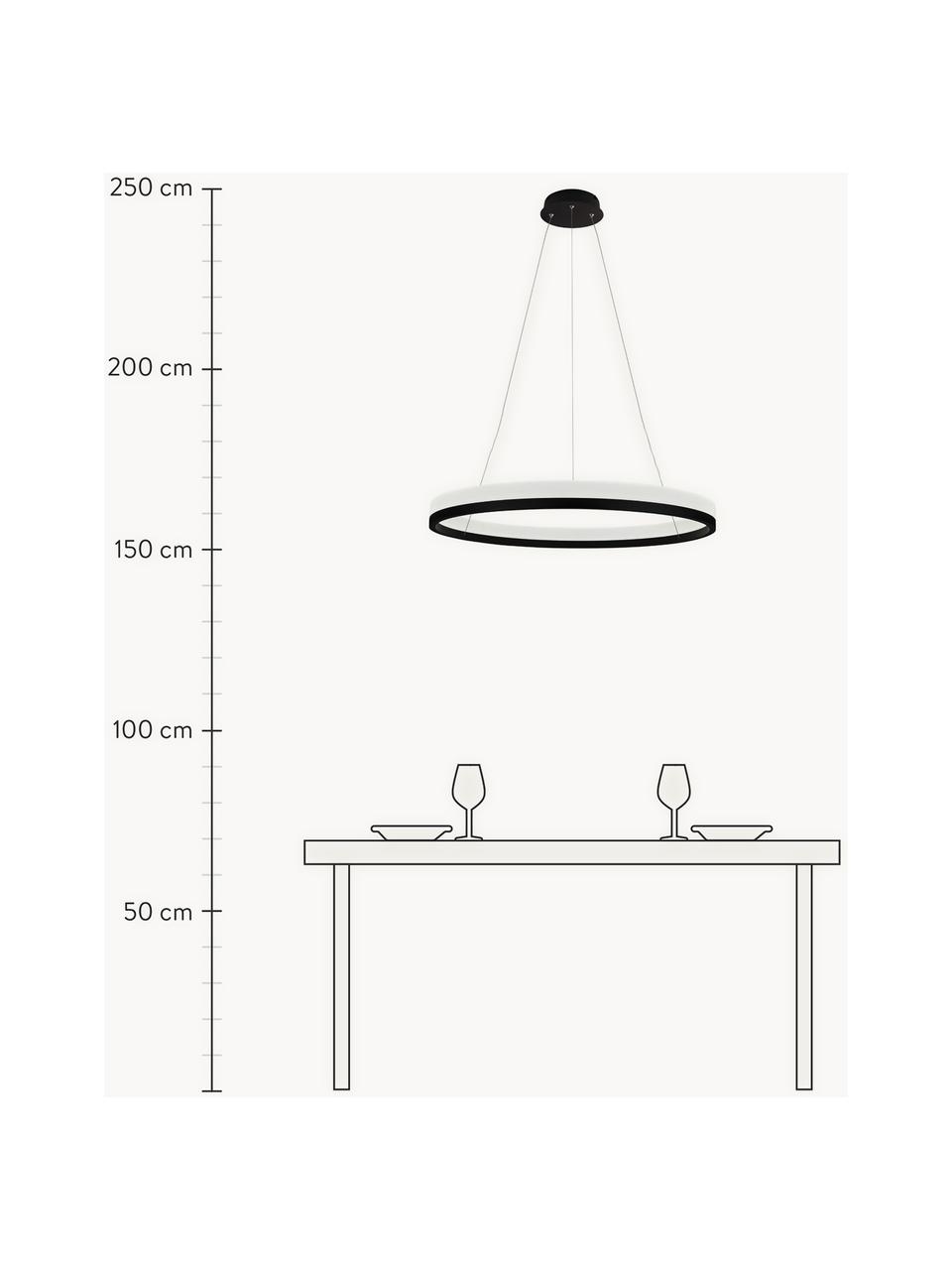 Grote LED hanglamp Billions met diffuser, Lampenkap: gepoedercoat metaal, glas, Zwart, wit, Ø 80 cm