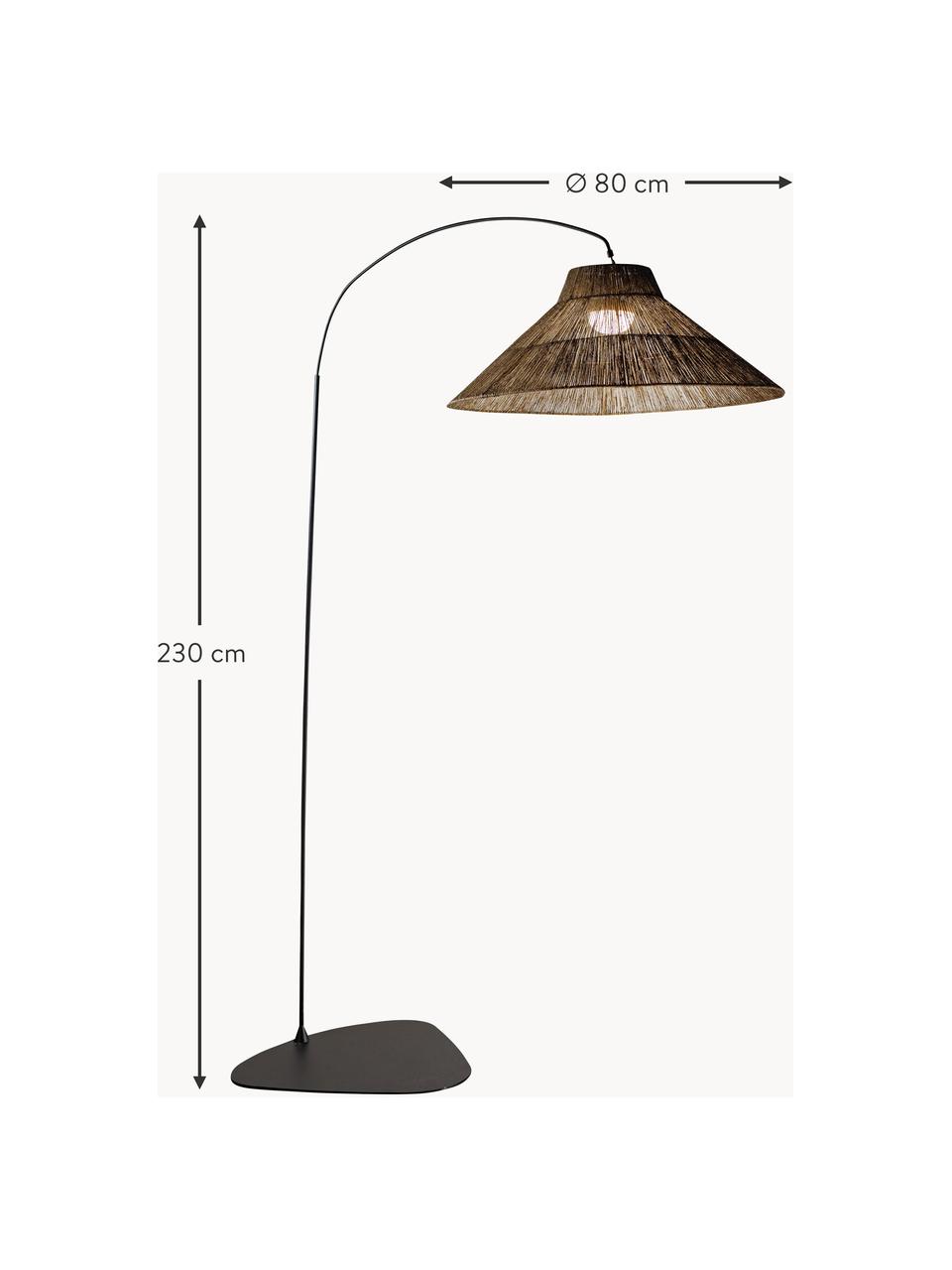 Lampada da giardino a LED luce regolabile fatta a mano con telecomando Niza, Paralume: fibra naturale, Base della lampada: metallo rivestito, Marrone, nero, Larg. 40 x Alt. 167 cm