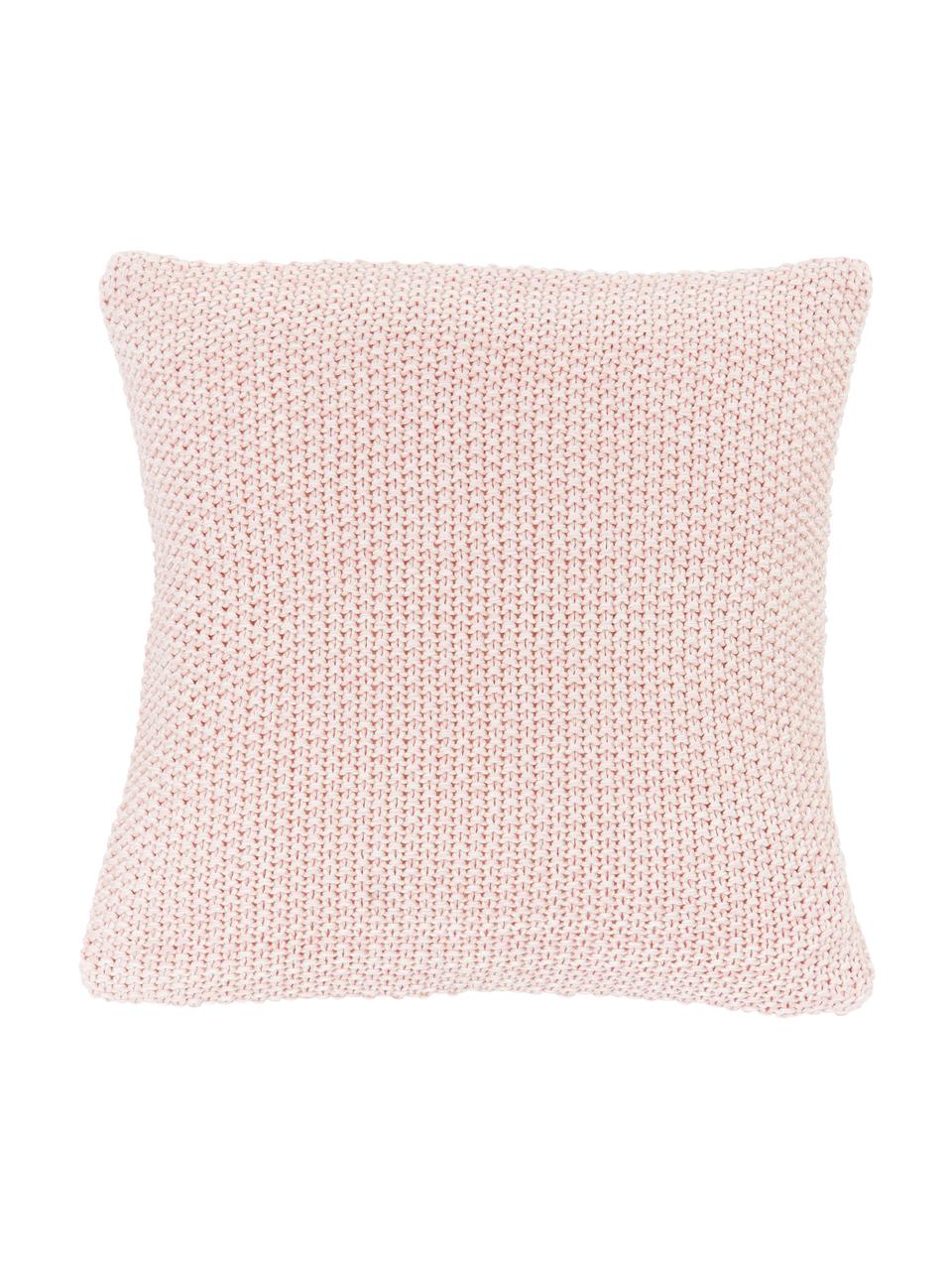 Housse de coussin en tricot rose à motif perle Wilma, Rose, chiné