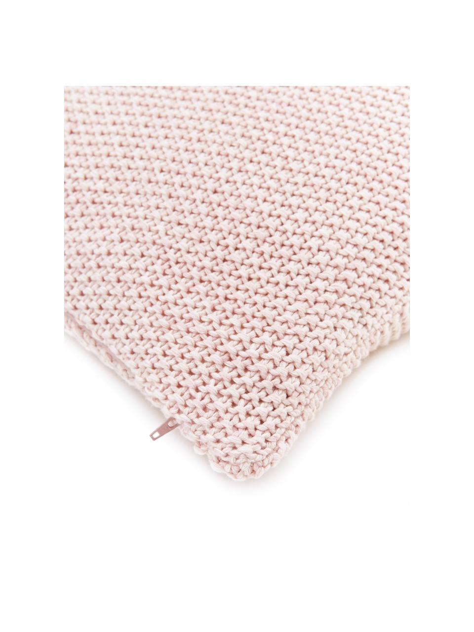 Housse de coussin en tricot rose à motif perle Wilma, Rose, chiné
