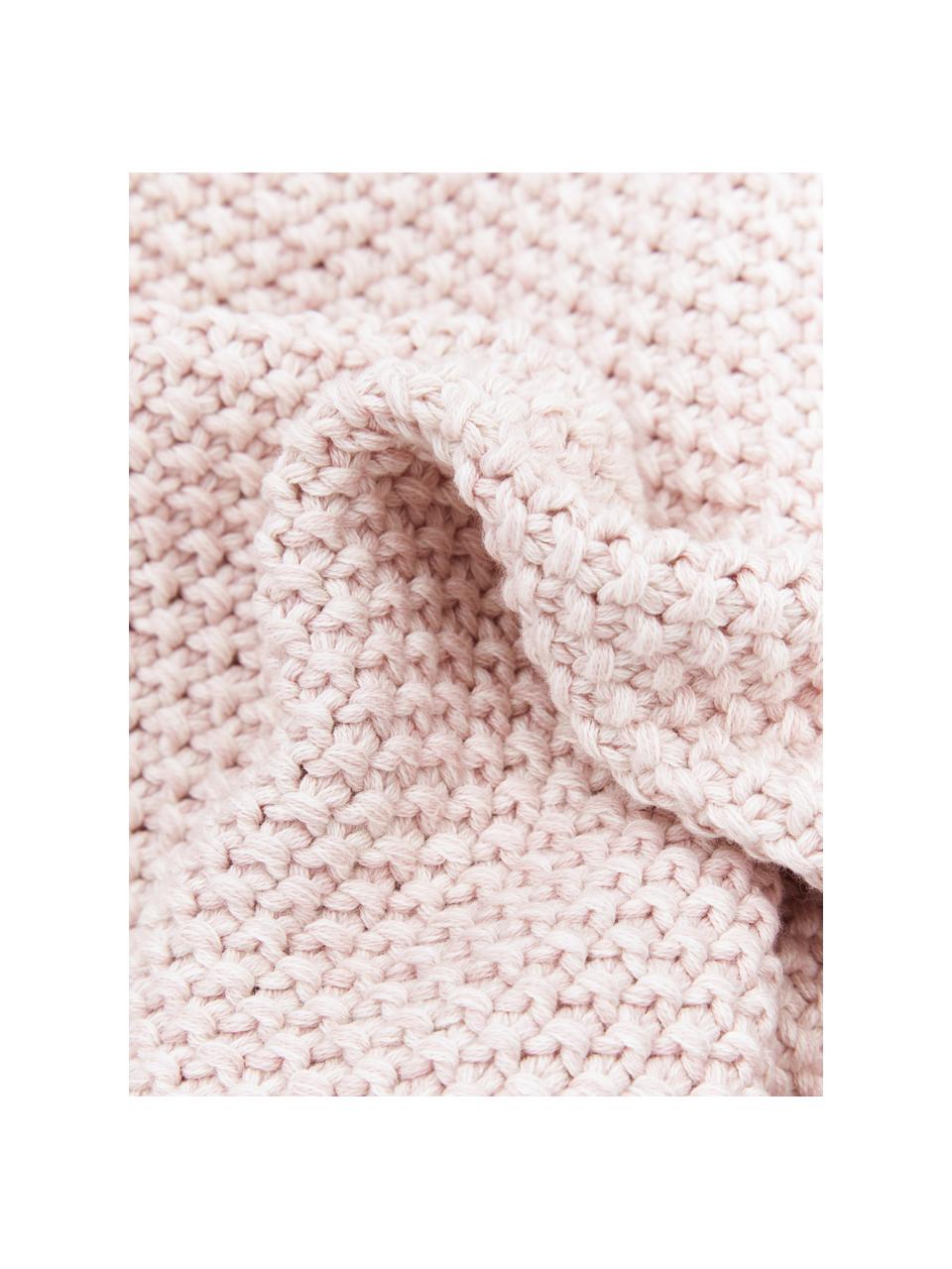 Housse de coussin en tricot rose à motif perle Wilma, Rose, chiné