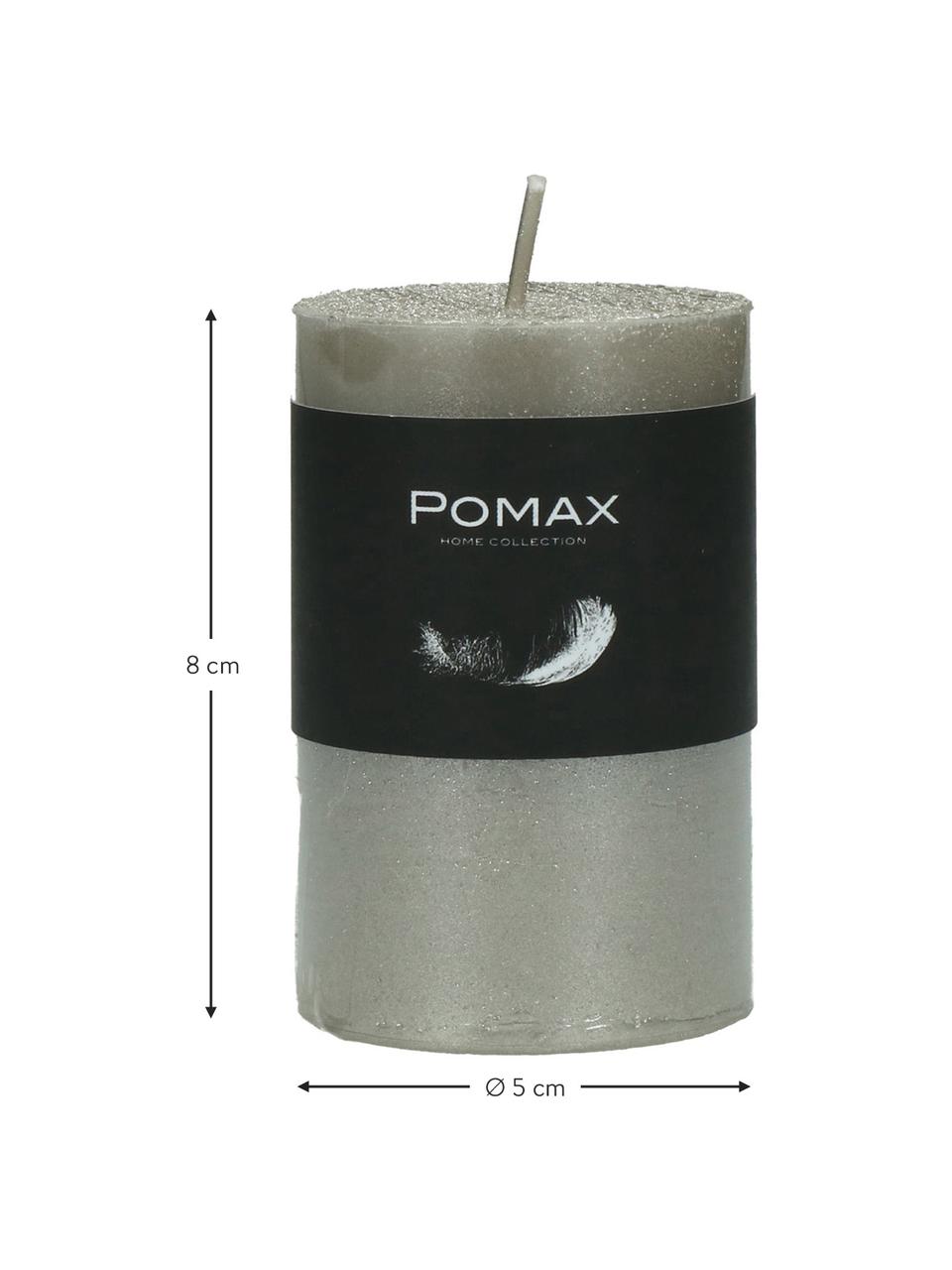 Candela pilastro argentata Arda, 80% paraffina, 20% cera di palma, Argentato, Ø 5 x Alt. 8 cm