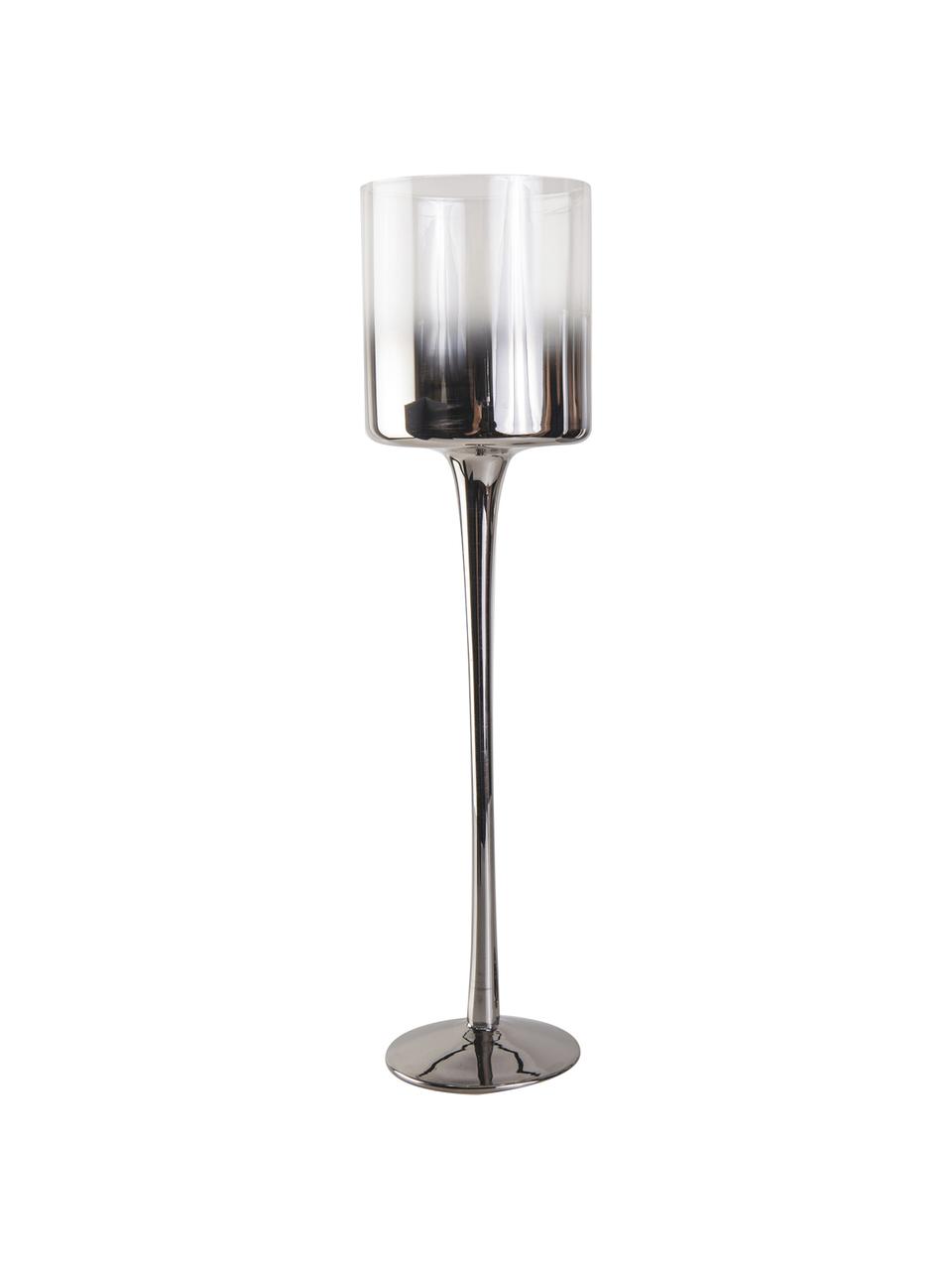 Kerzenhalter Shadow, Glas, Transparent, Silberfarben, Ø 9 x H 30 cm