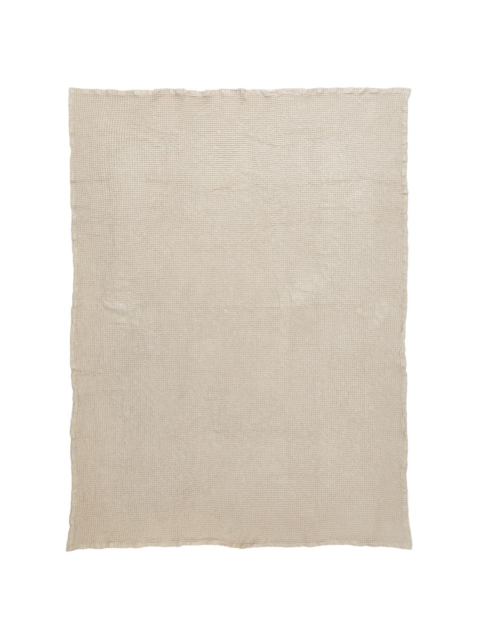 Přehoz z vaflového piké z bavlny Lois, 100 % bavlna, Béžová, Š 180 cm, D 260 cm (pro postele s rozměry až 140 x 200 cm)