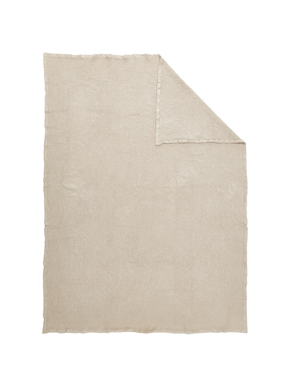 Prehoz z bavlny s vafľovou štruktúrou Lois, 100 %  bavlna, Béžová, Š 180 x D 260 cm (pre postele do 140 x 200 cm)