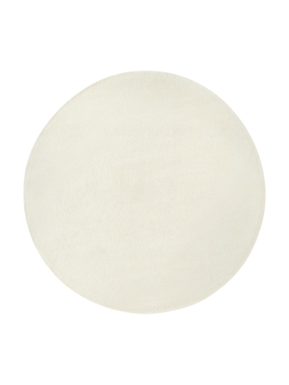 Tappeto rotondo in lana a pelo corto taftato a mano Jadie, Retro: 70% cotone, 30% poliester, Bianco crema, Ø 150 cm (taglia M)