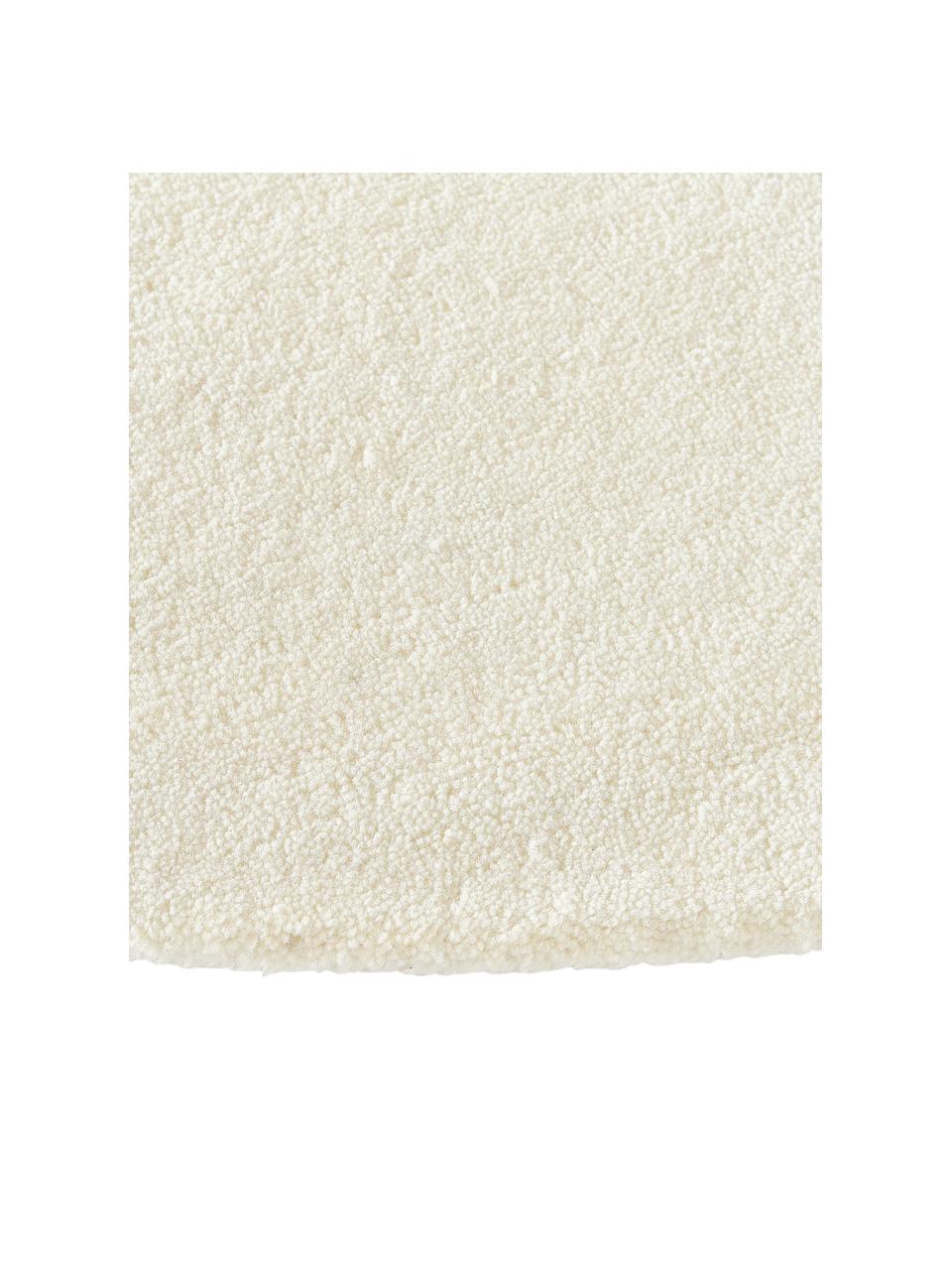 Tapis rond poils ras en laine tufté main Jadie, Blanc crème, Ø 150 cm (taille M)