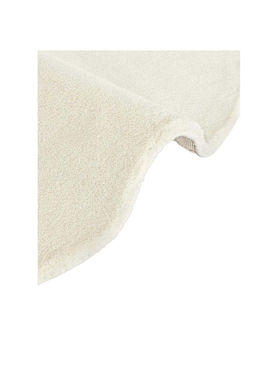Tapis rond poils ras en laine tufté main Jadie, Blanc crème, Ø 150 cm (taille M)