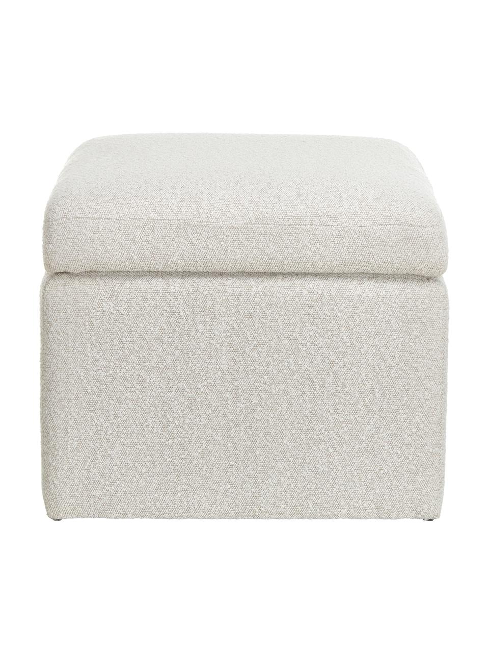 Pouf coffre blanc crème Winou, Tissu bouclé blanc crème