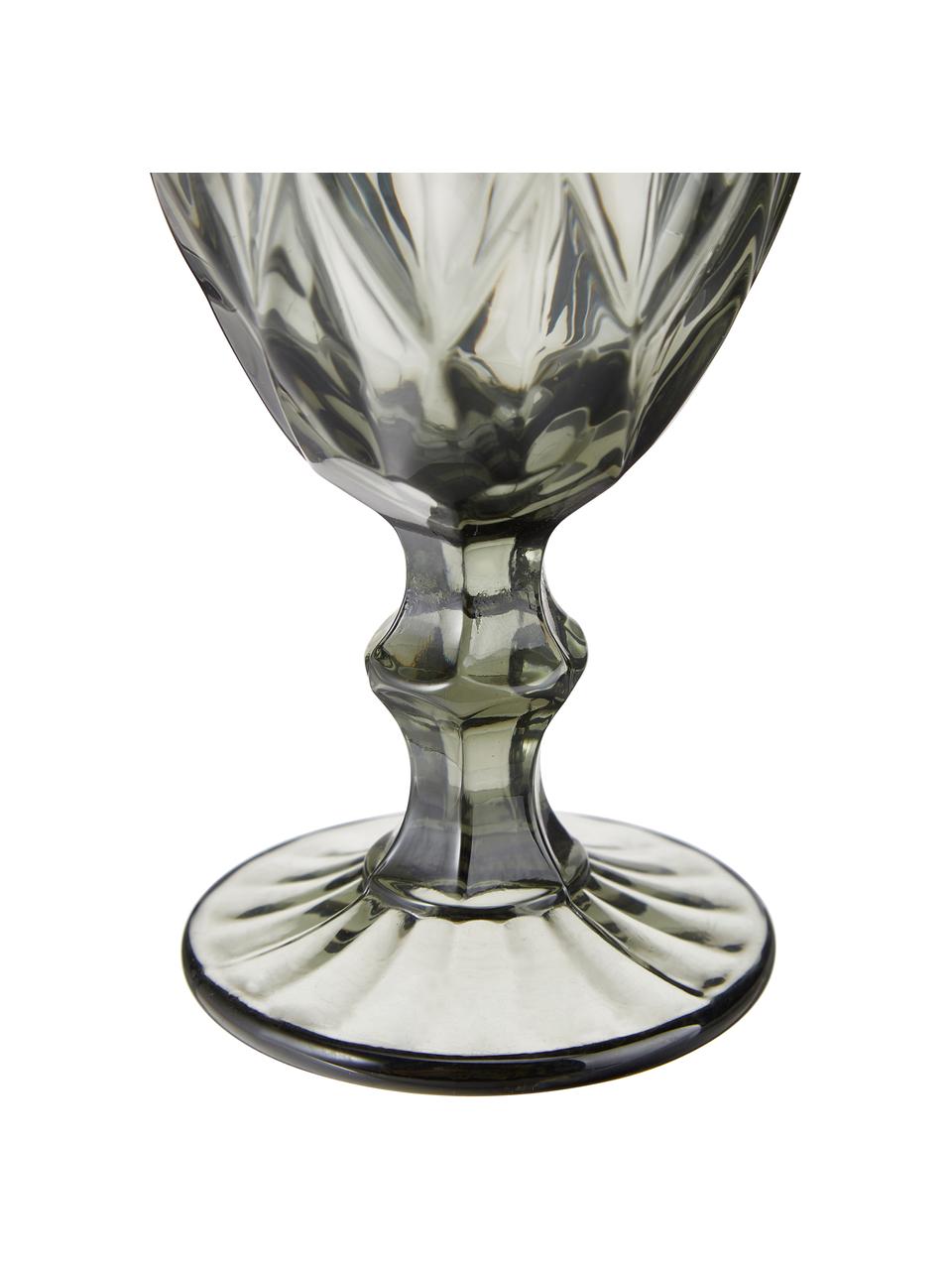 Copas de vino Colorado con patrón texturizado, 4 uds., Vidrio, Gris transparente, Ø 9 x Al 17 cm, 320 ml