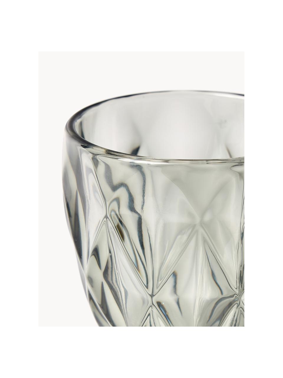 Weingläser Colorado mit Strukturmuster, 4 Stück, Glas, Grau, Transparent, Ø 9 x H 17 cm, 320 ml