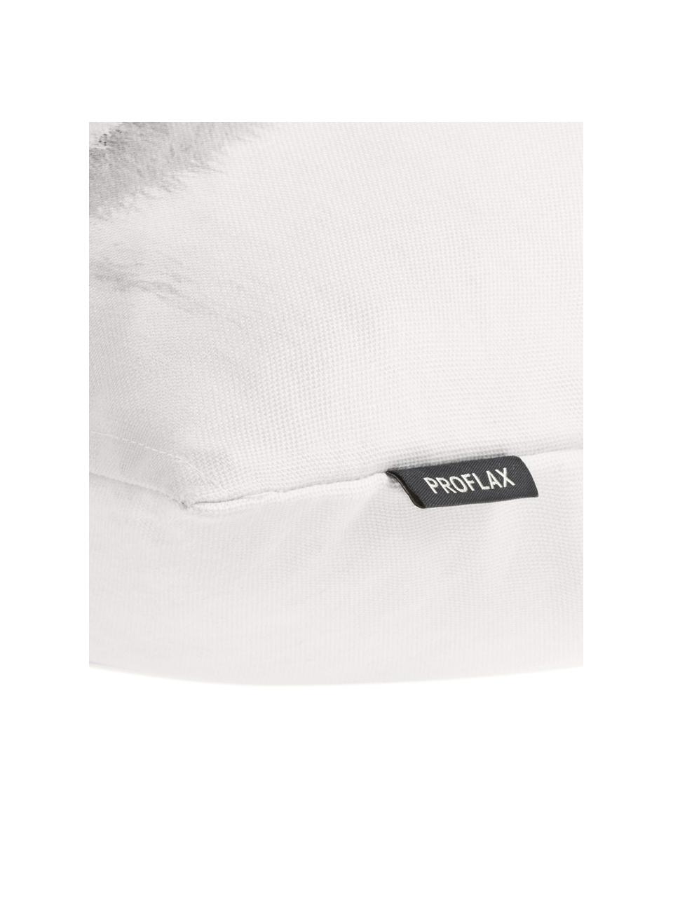 Kissenhülle Cool mit winterlichem Motiv, Baumwolle, Weiß, Grautöne, 40 x 60 cm