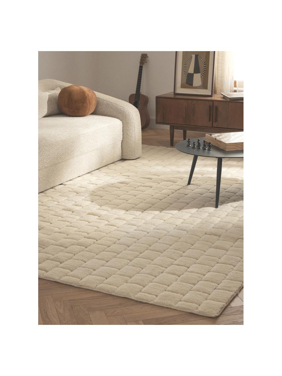 Alfombra artesanal texturizada Adley, 78% lana, 20% algodón, 2% poliéster

Las alfombras de lana se pueden aflojar durante las primeras semanas de uso, la pelusa se reduce con el uso diario., Blanco crema, An 80 x L 150 cm (Tamaño XS)