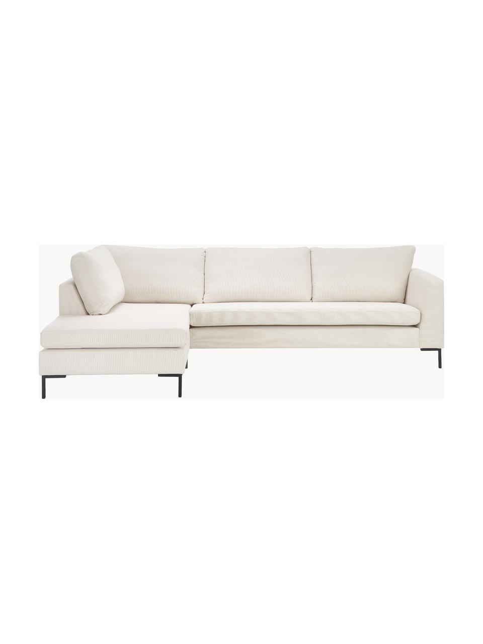 Canapé d'angle Luna, Tissu blanc crème, larg. 280 x prof. 184 cm, méridienne à droite