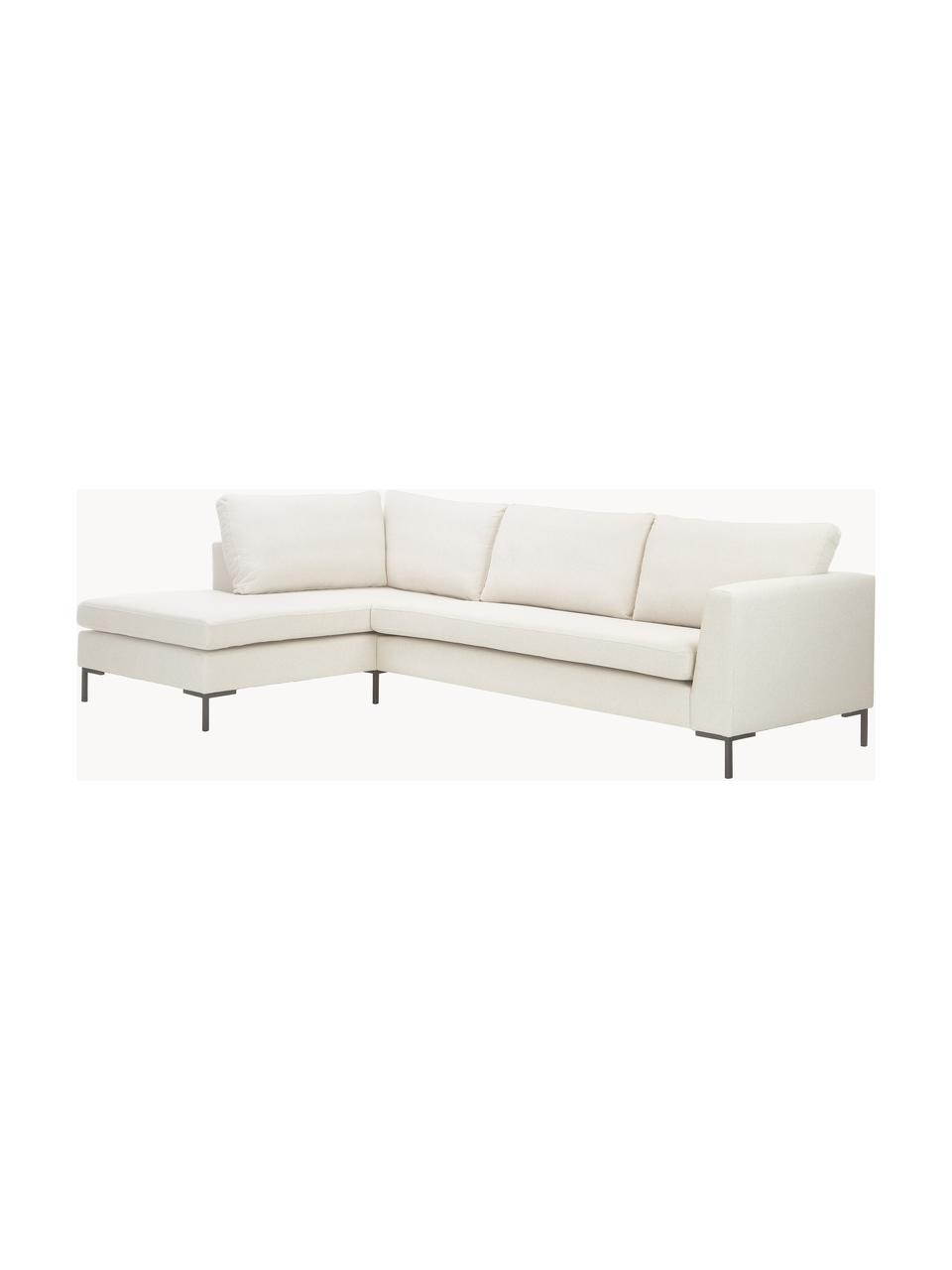 Ecksofa Luna, Bezug: 100 % Polyester, Oeko-Tex, Gestell: Massives Buchenholz, Schi, Füße: Metall, galvanisiert Das , Webstoff Off White, B 280 x T 184 cm, Eckteil rechts