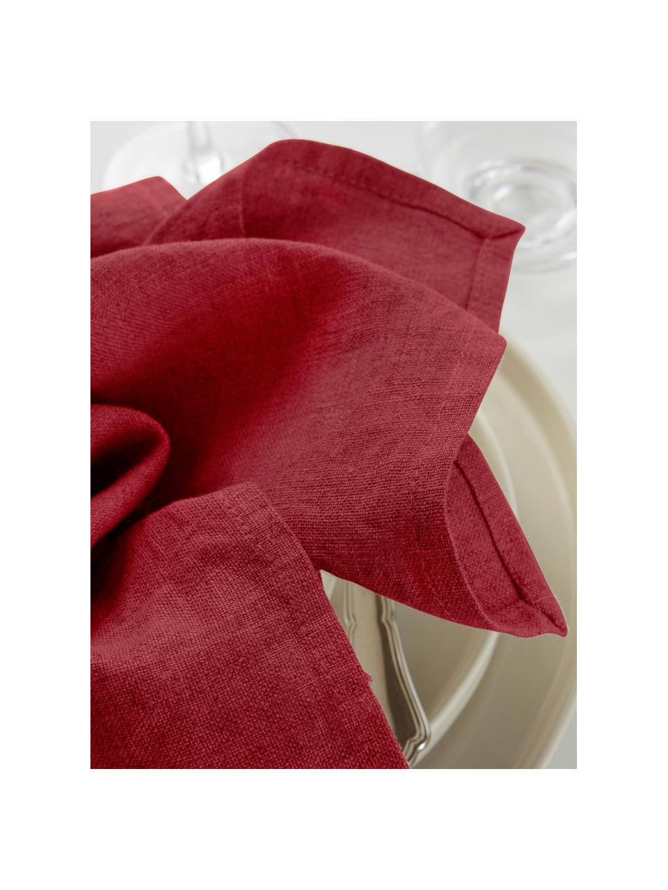 Linnen servetten Heddie in rood, 2 stuks, 100% linnen, Rood, 45 x 45 cm