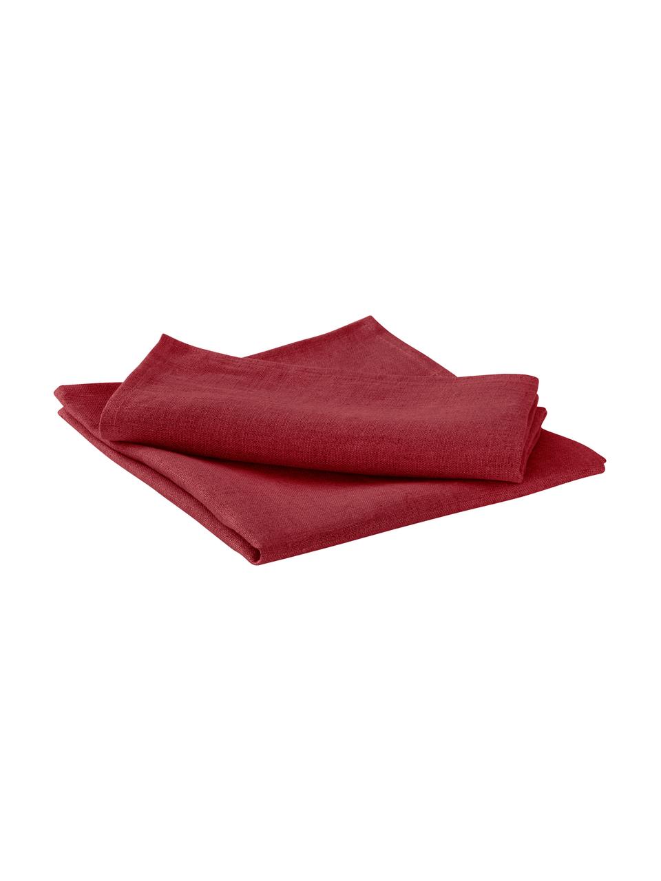 Linnen servetten Heddie in rood, 2 stuks, 100% linnen, Rood, 45 x 45 cm